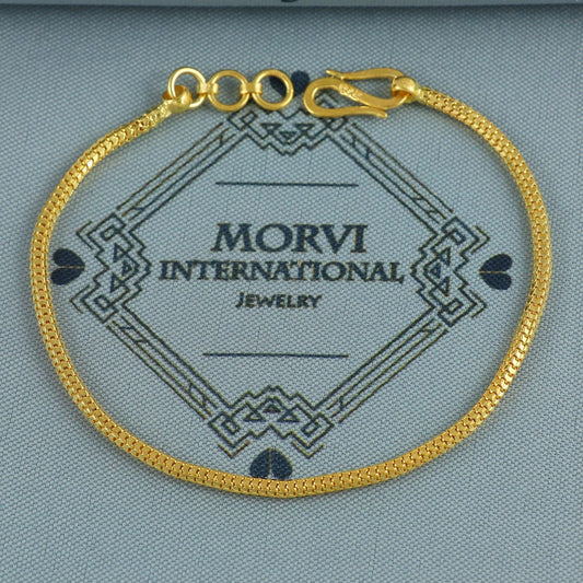 Pure 22k Gold Bracelet chain from india, franco style gold bracelet handmade jewelry for gift