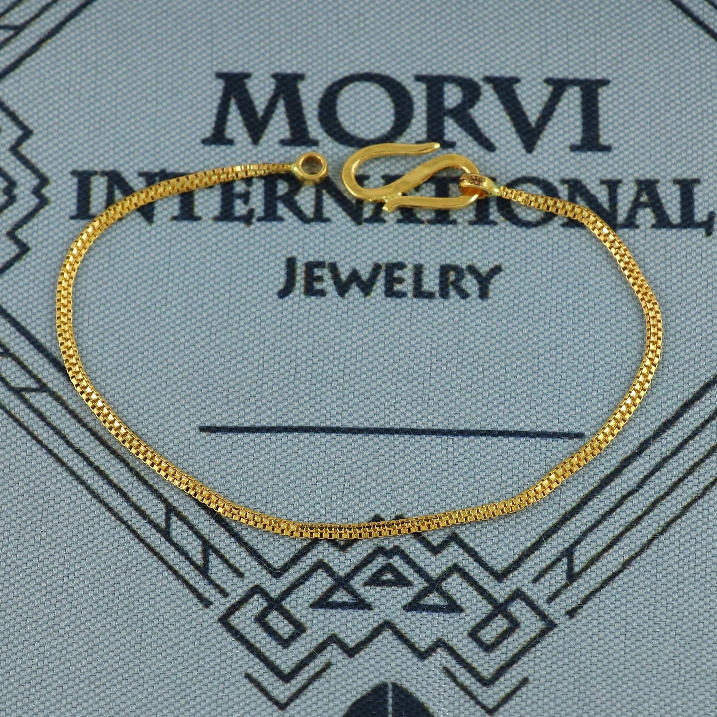Small 22k Gold Baby Bracelet chain from india, Box style gold bracelet handmade, MJ0143