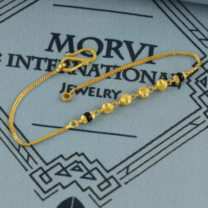 22k gold bracelet chain, Diamond Cut Beads black beads style 22k gold bracelet handmade women gold bracelet jewelry, MJ0145