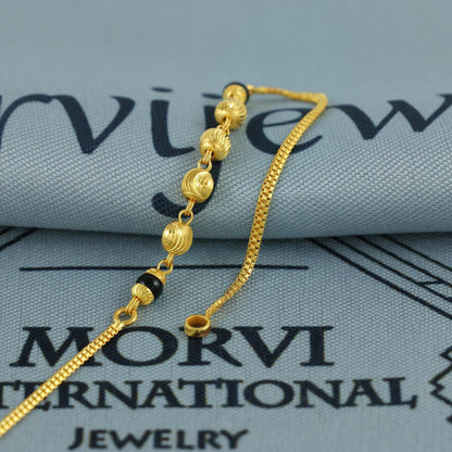 22k gold bracelet chain, Diamond Cut Beads black beads style 22k gold bracelet handmade women gold bracelet jewelry, MJ0145