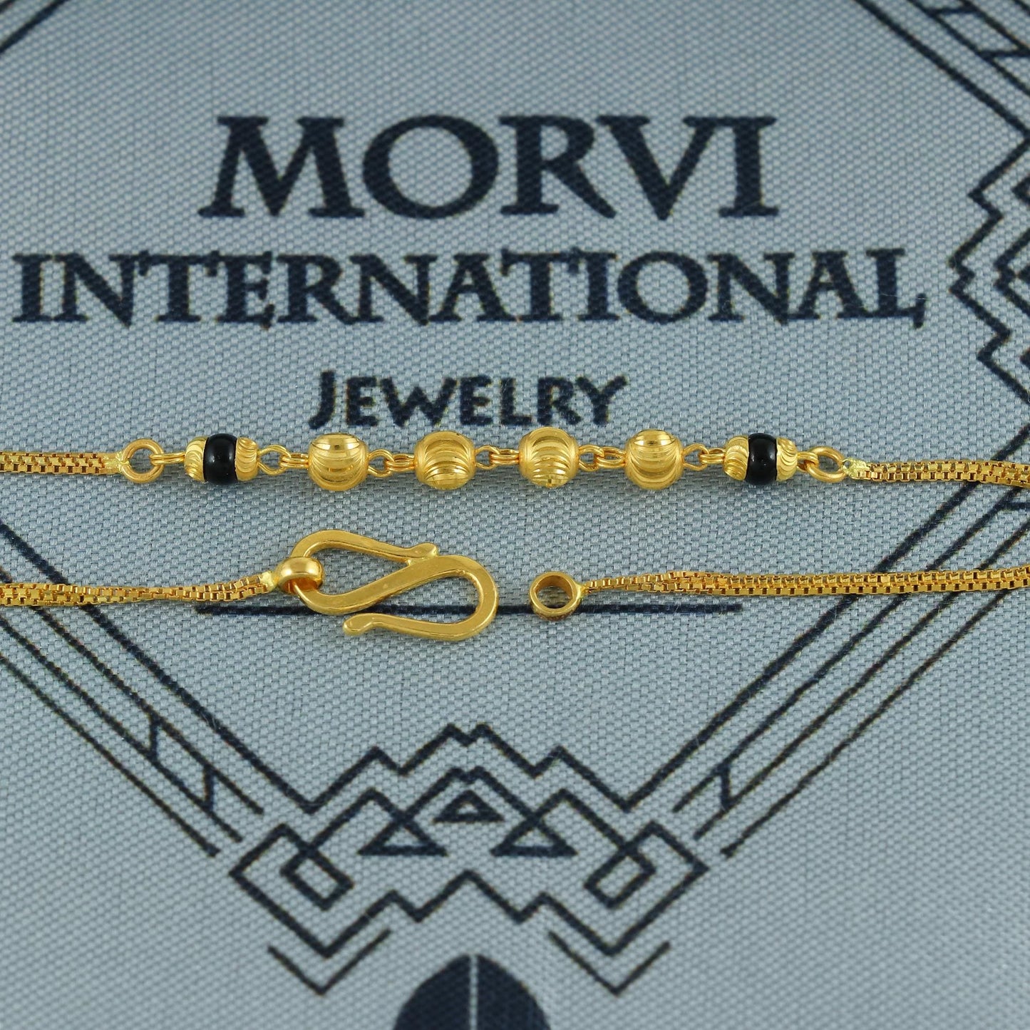 22k gold bracelet chain, Diamond Cut Beads black beads style 22k gold bracelet handmade women gold bracelet jewelry, MJ0145