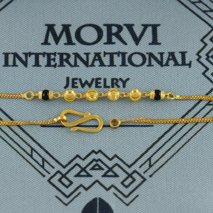 22k gold bracelet chain, Diamond Cut Beads black beads style 22k gold bracelet handmade women gold bracelet jewelry, MJ0145