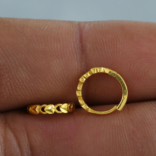 18k Yellow Gold Hoop Bali Earrings Cartilage , Handmade gold earrings for women Small Tiny Hoops, dainty gold earrings for teens, K6882