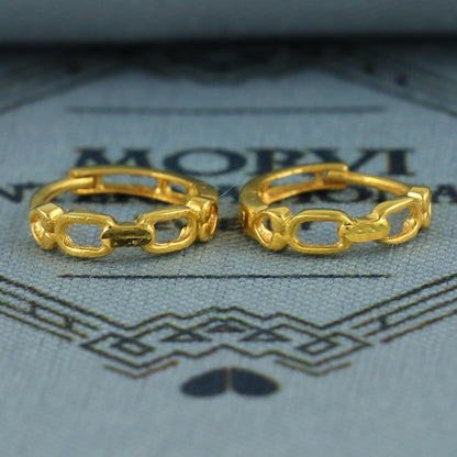 18k Yellow Gold Hoop Bali Earrings Cartilage , Handmade gold earrings for women Small Tiny Hoops, dainty gold earrings for teens, K6883