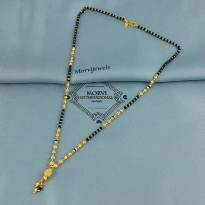 22k gold chain mangalsutra necklace with gold beads and black beads, Indian Wife Jewelry gift, K6885