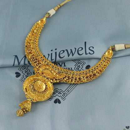 22k Yellow Gold Necklace, Indian Gold Choker Jewelry, Bridal Gold Necklace, Traditional Pure Gold Handmade design, K6886