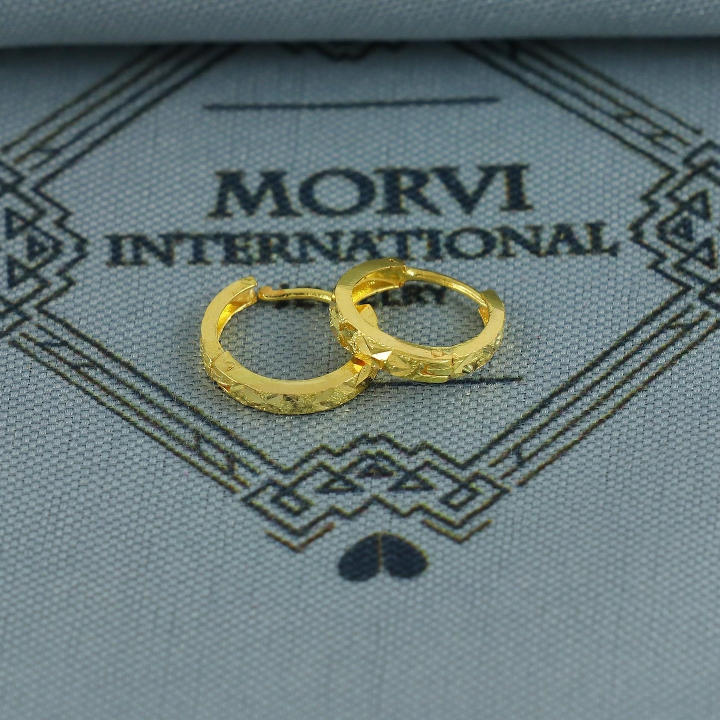 20k Yellow Gold Diamond Cut Hoop Bali Women Cartilage or Baby Earrings Small, Handmade Yellow gold earrings, gift, Real gold earrings, K6956