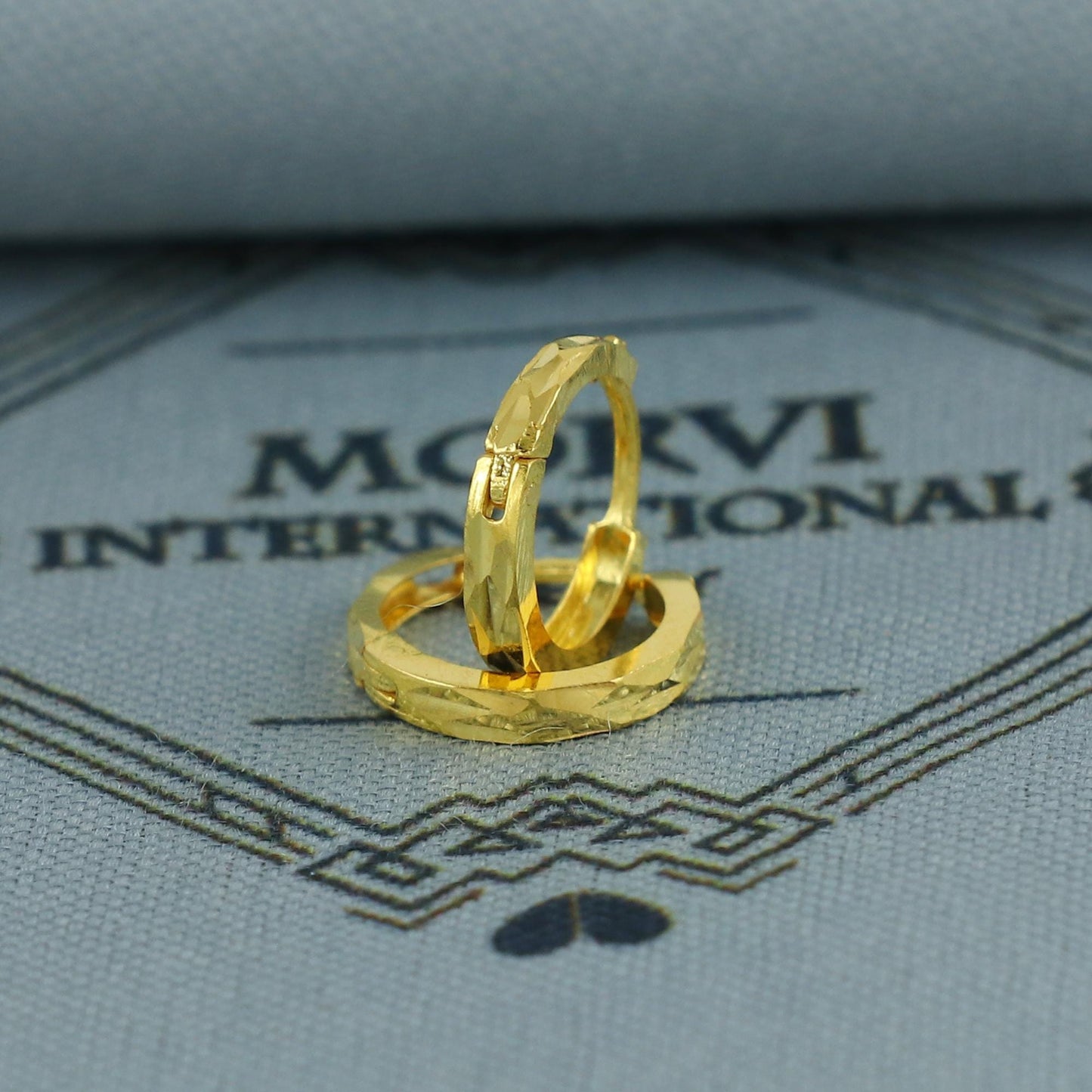 20k Yellow Gold Diamond Cut Hoop Bali Women Cartilage or Baby Earrings Small, Handmade Yellow gold earrings, gift, Real gold earrings, K6957