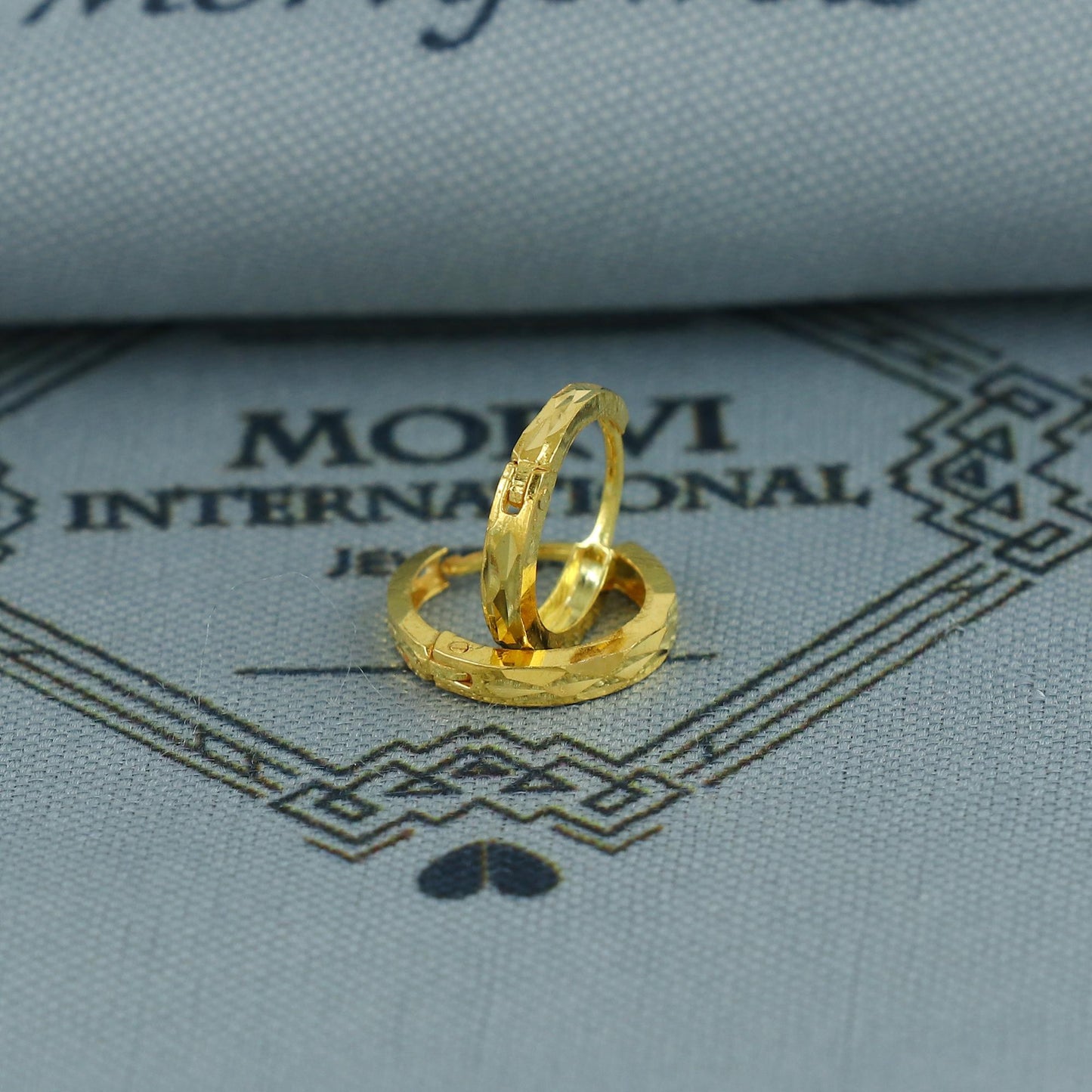 20k Yellow Gold Diamond Cut Hoop Bali Women Cartilage or Baby Earrings Small, Handmade Yellow gold earrings, gift, Real gold earrings, K6961