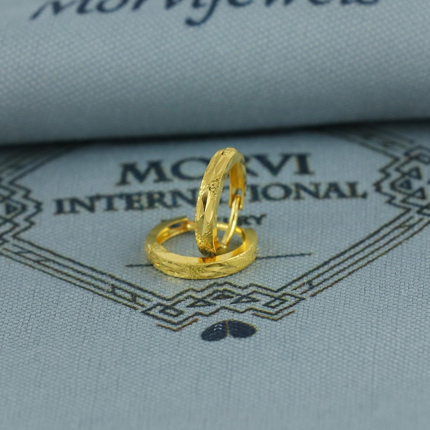 20k Yellow Gold Diamond Cut Hoop Bali Women Cartilage or Baby Earrings Small, Handmade Yellow gold earrings, gift, Real gold earrings, K6964