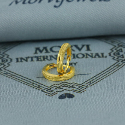 20k Yellow Gold Diamond Cut Hoop Bali Women Cartilage or Baby Earrings Small, Handmade Yellow gold earrings, gift, Real gold earrings, K6964