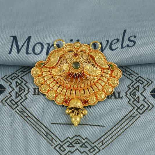 22k Yellow Gold Mangalsutra Pendant Necklace Handmade Indian Handmade Vintage Antique Design Jewelry, K6887