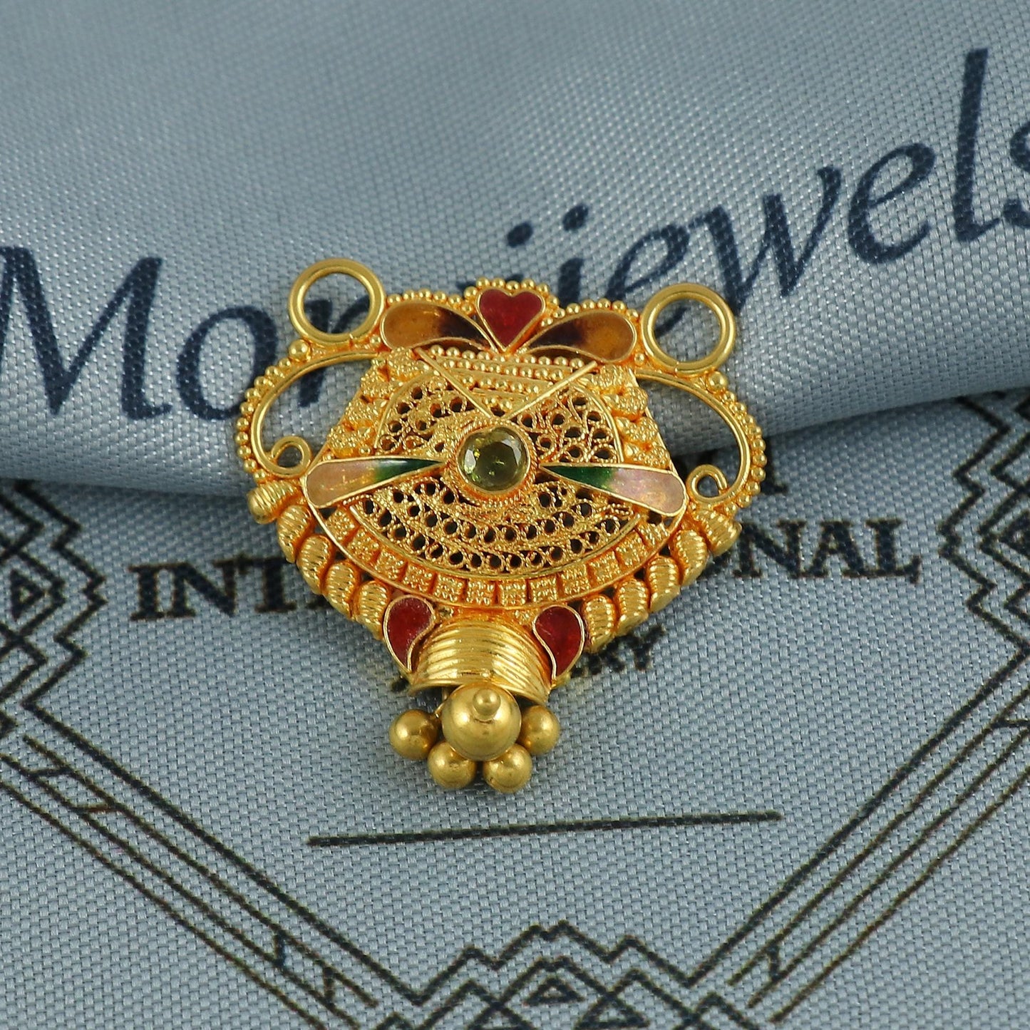 22k Yellow Gold Mangal sutra Pendant Necklace Handmade Indian Handmade Vintage Antique Design Jewelry, K6889