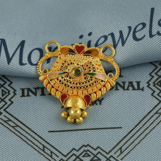 22k Yellow Gold Mangal sutra Pendant Necklace Handmade Indian Handmade Vintage Antique Design Jewelry, K6889