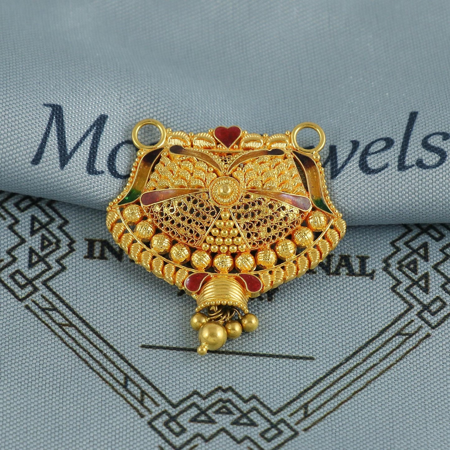 22k Yellow Gold Mangal sutra Pendant Necklace Handmade Indian Handmade Vintage Antique Design Jewelry, K6890