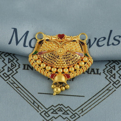 22k Yellow Gold Mangal sutra Pendant Necklace Handmade Indian Handmade Vintage Antique Design Jewelry, K6890