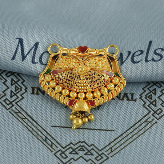 22k Yellow Gold Mangal sutra Pendant Necklace Handmade Indian Handmade Vintage Antique Design Jewelry, K6890
