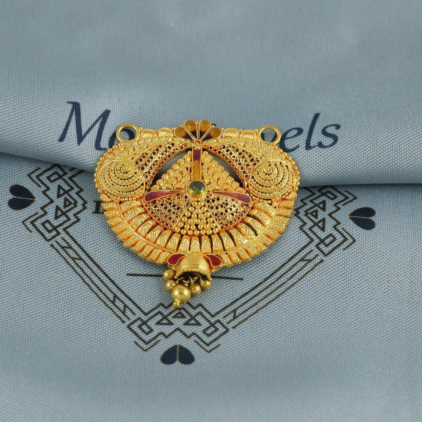 22k Yellow Gold Mangal sutra Pendant Necklace Handmade Indian Handmade Vintage Antique Design Jewelry, K6892
