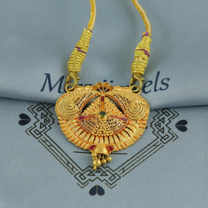 22k Yellow Gold Mangal sutra Pendant Necklace Handmade Indian Handmade Vintage Antique Design Jewelry, K6892