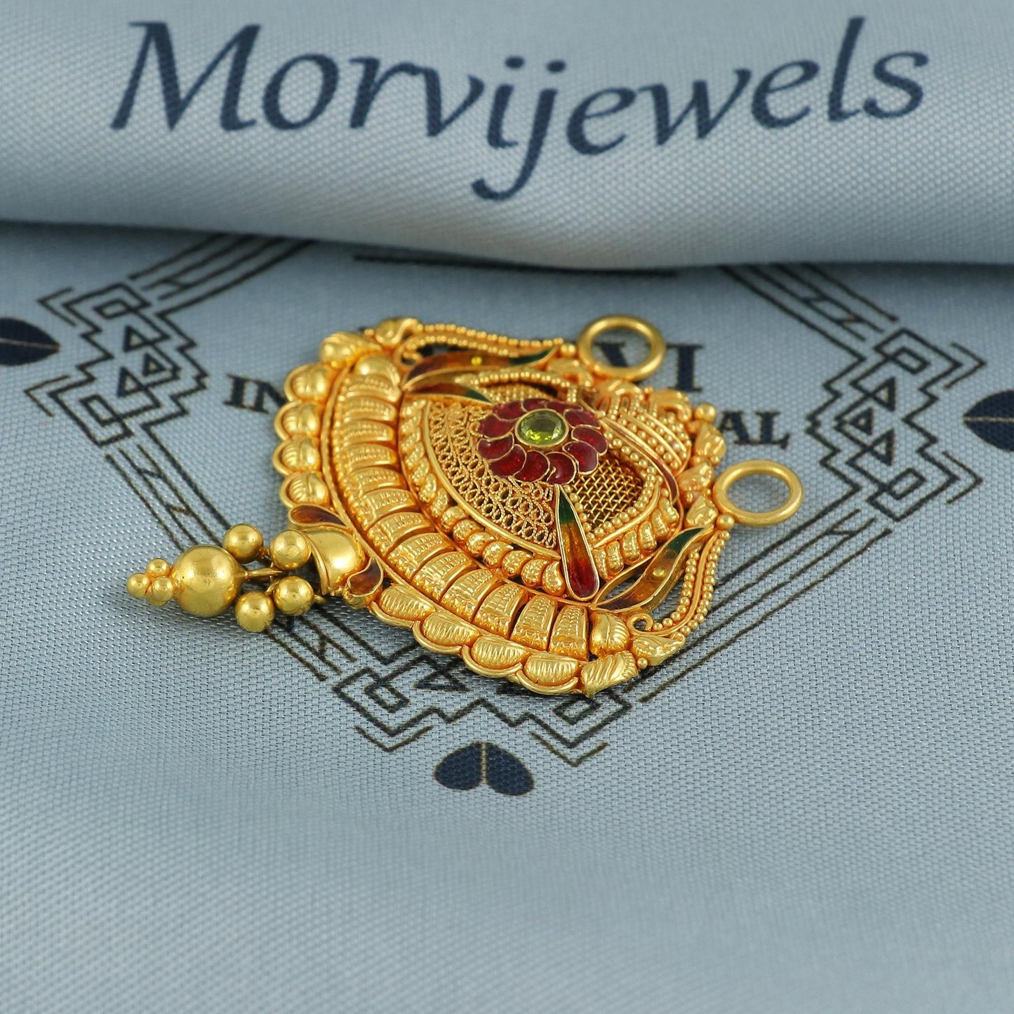 22k Yellow Gold Mangal sutra Pendant Necklace Handmade Indian Handmade Vintage Antique Design Jewelry, K6893