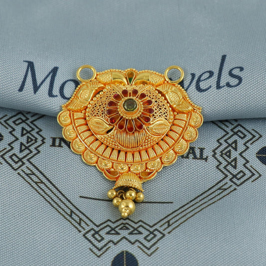 22k Yellow Gold Mangal sutra Pendant Necklace Handmade Indian Handmade Vintage Antique Design Jewelry, K6894
