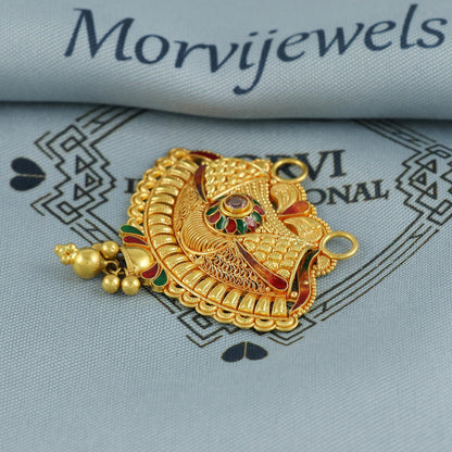 22k Yellow Gold Mangalsutra Pendant Necklace Handmade Indian Handmade Vintage Antique Design Jewelry, K6895