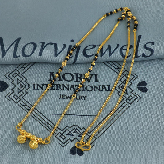 22k gold chain necklace mangalsutra with gold beads and black beads, Indian Wife Jewelry gift, K6908