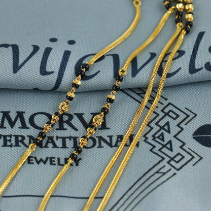 22k gold chain necklace mangalsutra with gold beads and black beads, Indian Wife Jewelry gift, K6908
