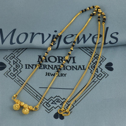 22k gold chain necklace mangalsutra with gold beads and black beads, Indian Wife Jewelry gift, K6908