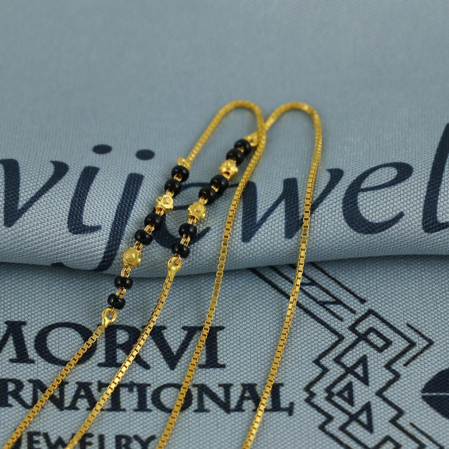 22k gold chain necklace mangalsutra with gold beads and black beads, Indian Wife Jewelry gift, K6909
