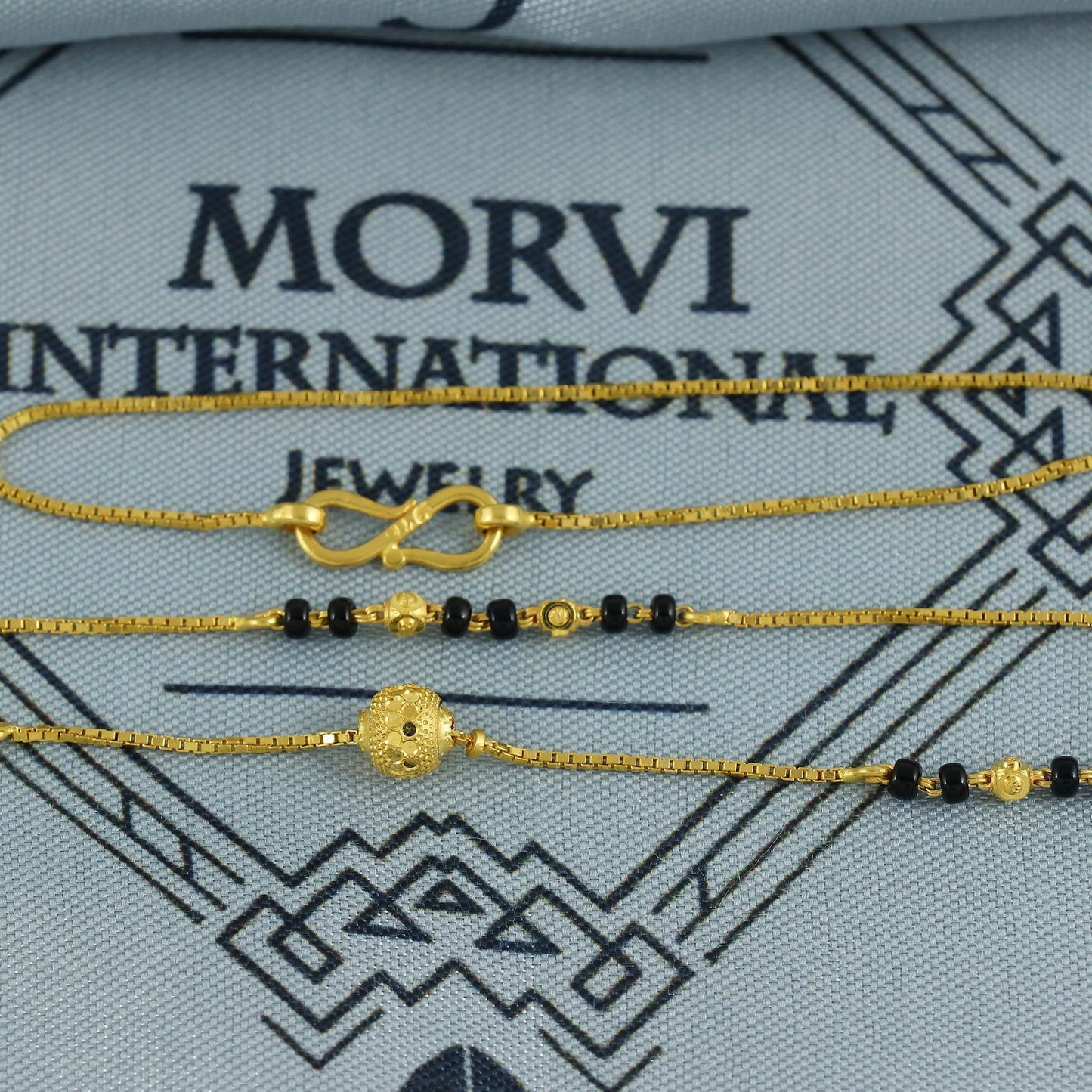 22k gold chain necklace mangalsutra with gold beads and black beads, Indian Wife Jewelry gift, K6909