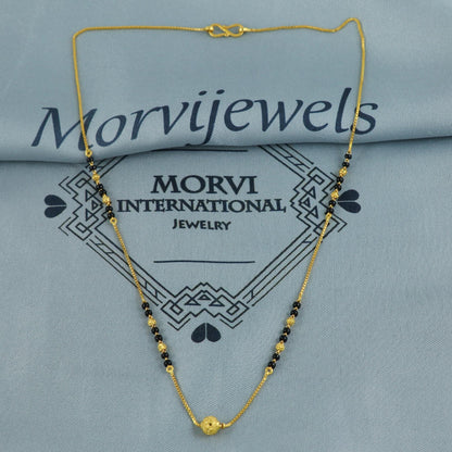 22k gold chain necklace mangalsutra with gold beads and black beads, Indian Wife Jewelry gift, K6909