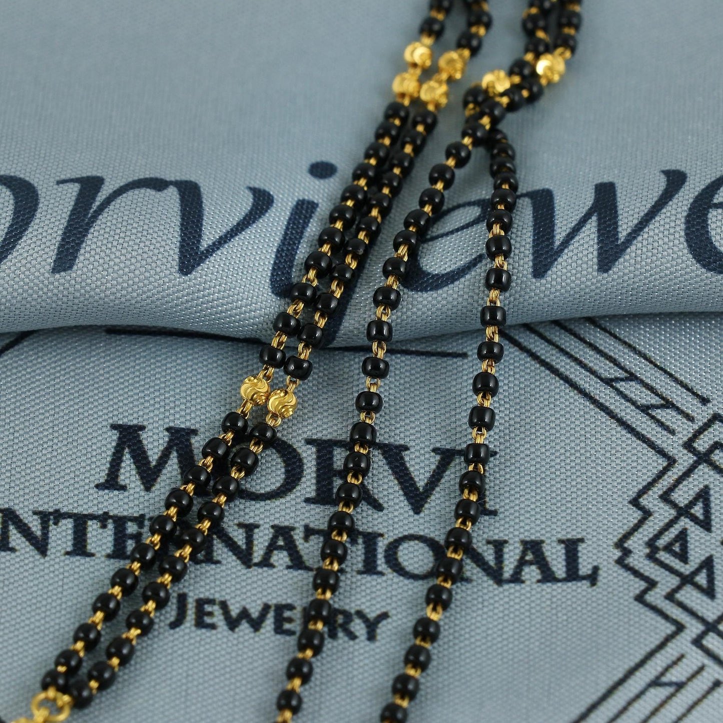 22k gold chain necklace mangalsutra with gold beads and black beads, Indian Wife Jewelry gift, K6910