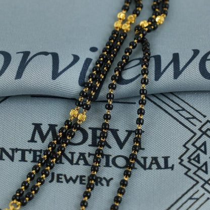 22k gold chain necklace mangalsutra with gold beads and black beads, Indian Wife Jewelry gift, K6910