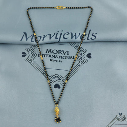 22k gold chain necklace mangalsutra with gold beads and black beads, Indian Wife Jewelry gift, K6910