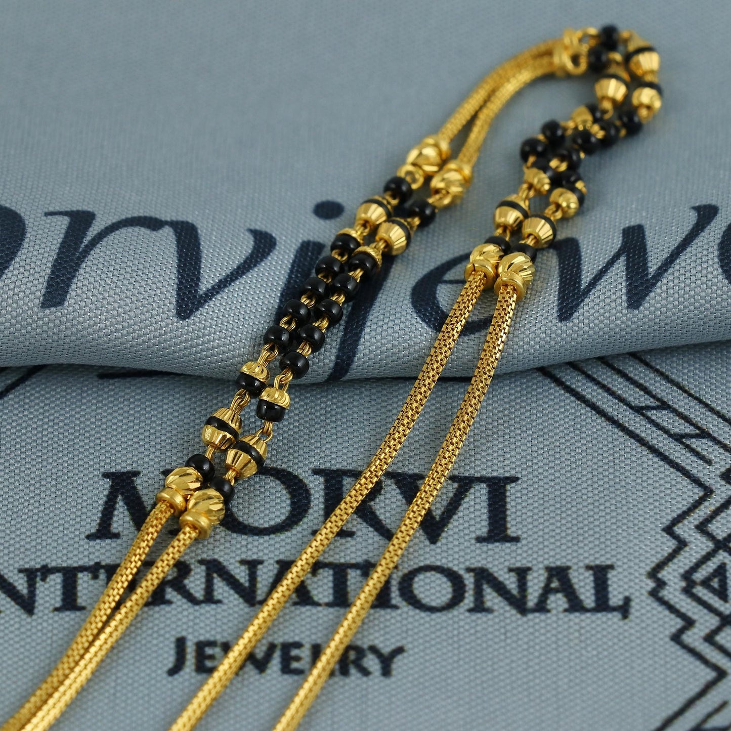 22k gold chain necklace mangalsutra with gold beads and black beads, Indian Wife Jewelry gift, K6911