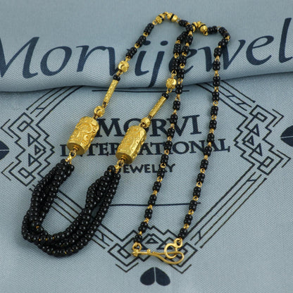 22k gold chain necklace mangalsutra with gold beads and black beads, Indian Wife Jewelry gift, K6912
