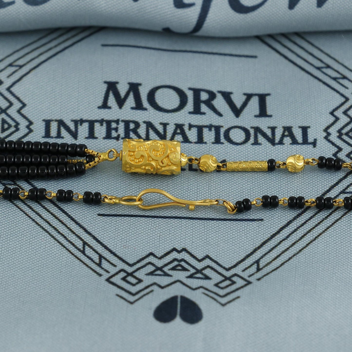 22k gold chain necklace mangalsutra with gold beads and black beads, Indian Wife Jewelry gift, K6912