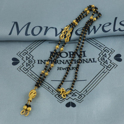 22k gold chain necklace mangalsutra with gold beads and black beads, Indian Wife Jewelry gift, K6913