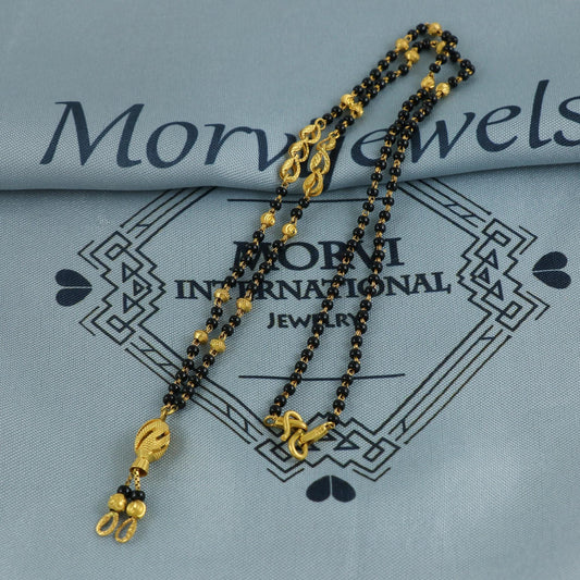 22k gold chain necklace mangalsutra with gold beads and black beads, Indian Wife Jewelry gift, K6913