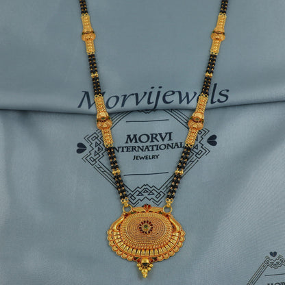 22k gold necklace mangalsutra with designer chain panels and black beads, Indian Wife Jewelry gift, Handcrafted Traditional Necklace, K6917