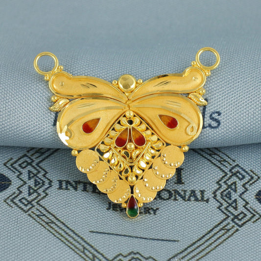 22k Yellow Gold Mangalsutra Pendant Necklace Handmade Indian Handmade Vintage Antique Design Jewelry, K6971