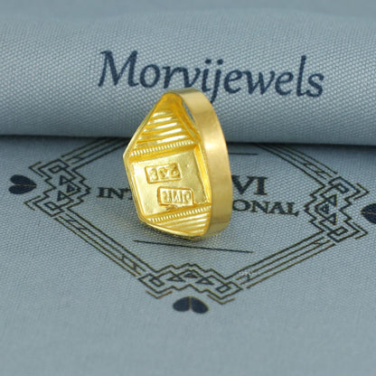 18k Gold Indian Ring, Hand Carved Light Weight Ring, K6973