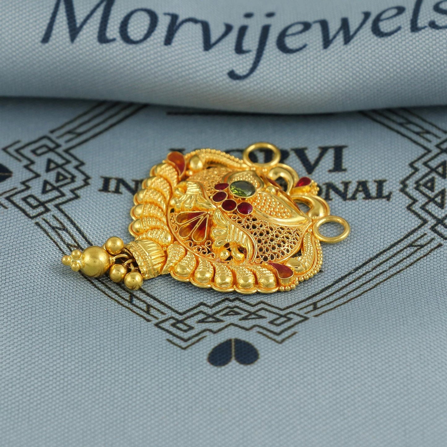 22k Yellow Gold Mangalsutra Pendant Necklace Handmade Indian Handmade Vintage Antique Design Jewelry, K6897