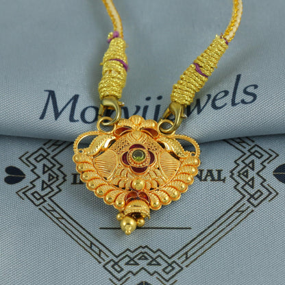 22k Yellow Gold Mangalsutra Pendant Necklace Handmade Indian Handmade Vintage Antique Design Jewelry, K6898