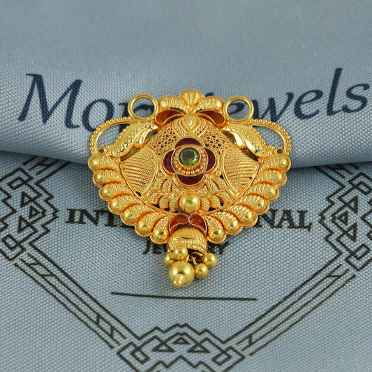 22k Yellow Gold Mangalsutra Pendant Necklace Handmade Indian Handmade Vintage Antique Design Jewelry, K6898