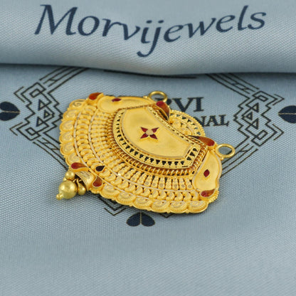 22k Yellow Gold Mangalsutra Pendant Necklace Handmade Indian Handmade Vintage Antique Design Jewelry, K6899