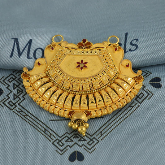 22k Yellow Gold Mangalsutra Pendant Necklace Handmade Indian Handmade Vintage Antique Design Jewelry, K6900