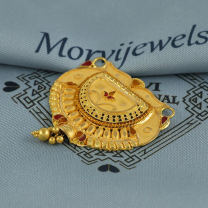 22k Yellow Gold Mangalsutra Pendant Necklace Handmade Indian Handmade Vintage Antique Design Jewelry, K6902