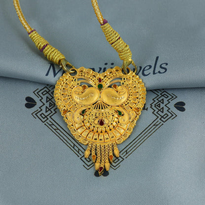 Wedding 22k Gold Indian Pendant Handmade Vintage Antique Design Jewelry, K6903